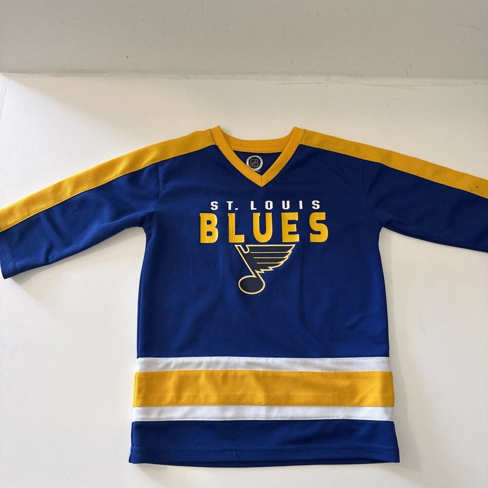 St Louis Blues Hockey Jersey NHL Blue & Yellow YOUTH 4T Flaw